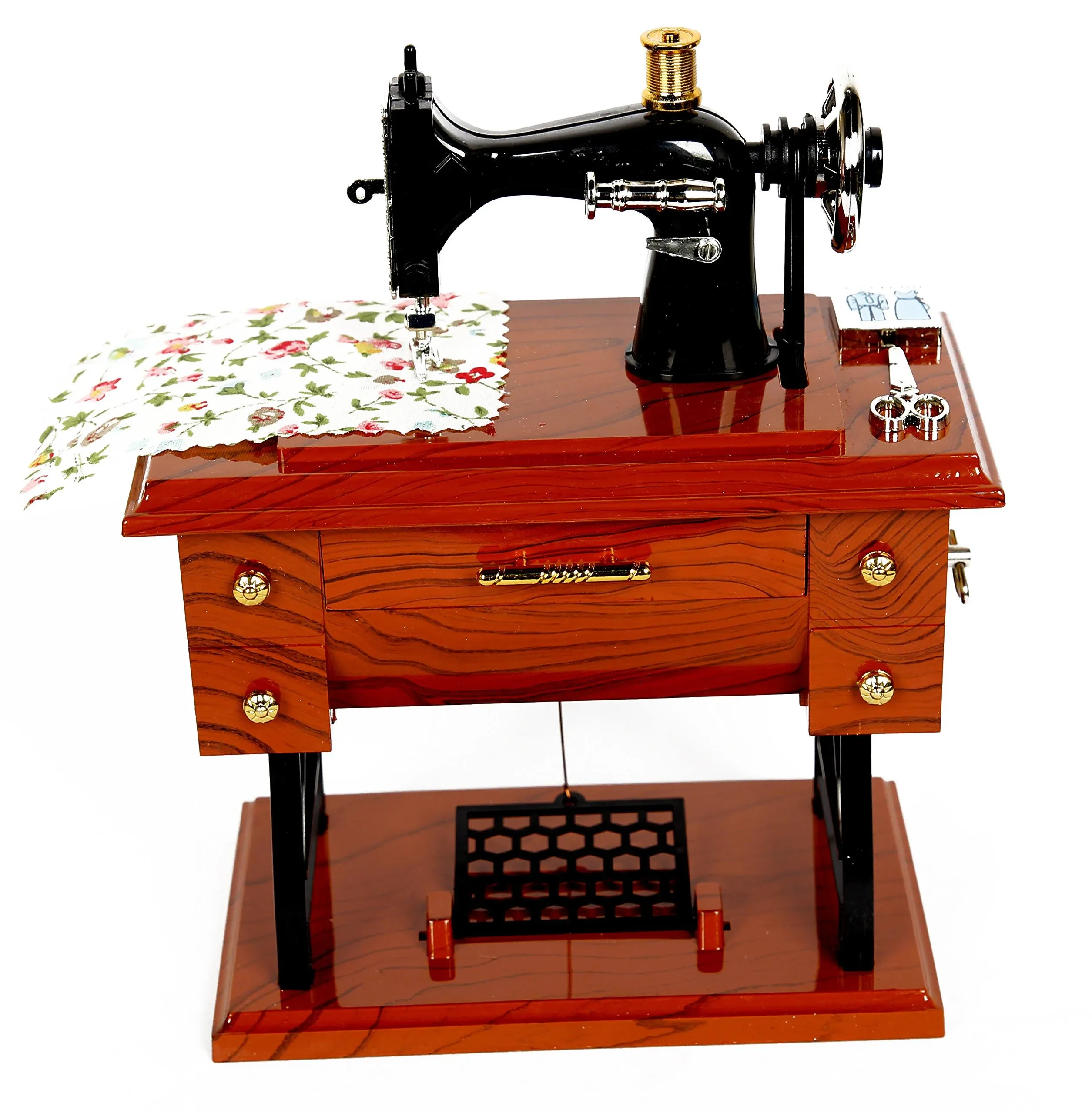 Sewing Machine Style Wind up Plastic Music Box Table Desk Decoration Toys