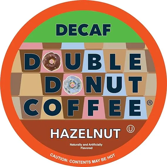 Double Donut Decaf French Vanilla Coffee Pods, Medium Roast Single Serve French Vanilla Bean Decaf Flavored Coffee Pods For Keurig K Cup Brewers, 24 Count