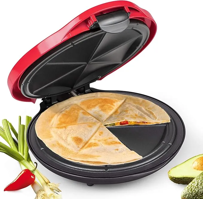 Taco Tuesday Deluxe 10-Inch 6-Wedge Electric Quesadilla Maker with Extra Stuffin