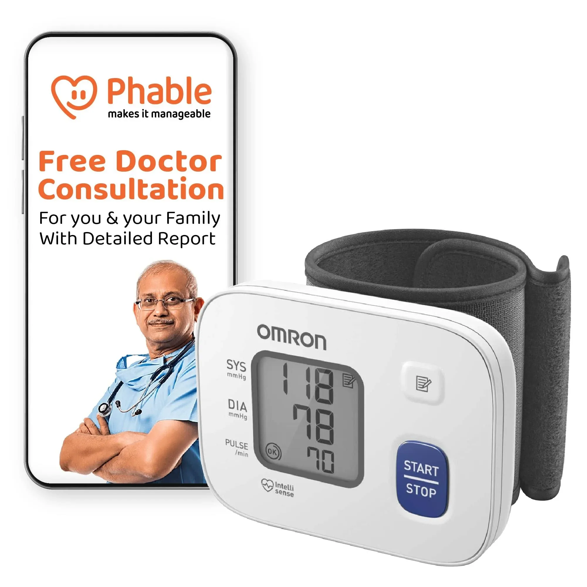 Omron HEM 6161 Fully Automatic Wrist Blood Pressure Monitor with Intellisense