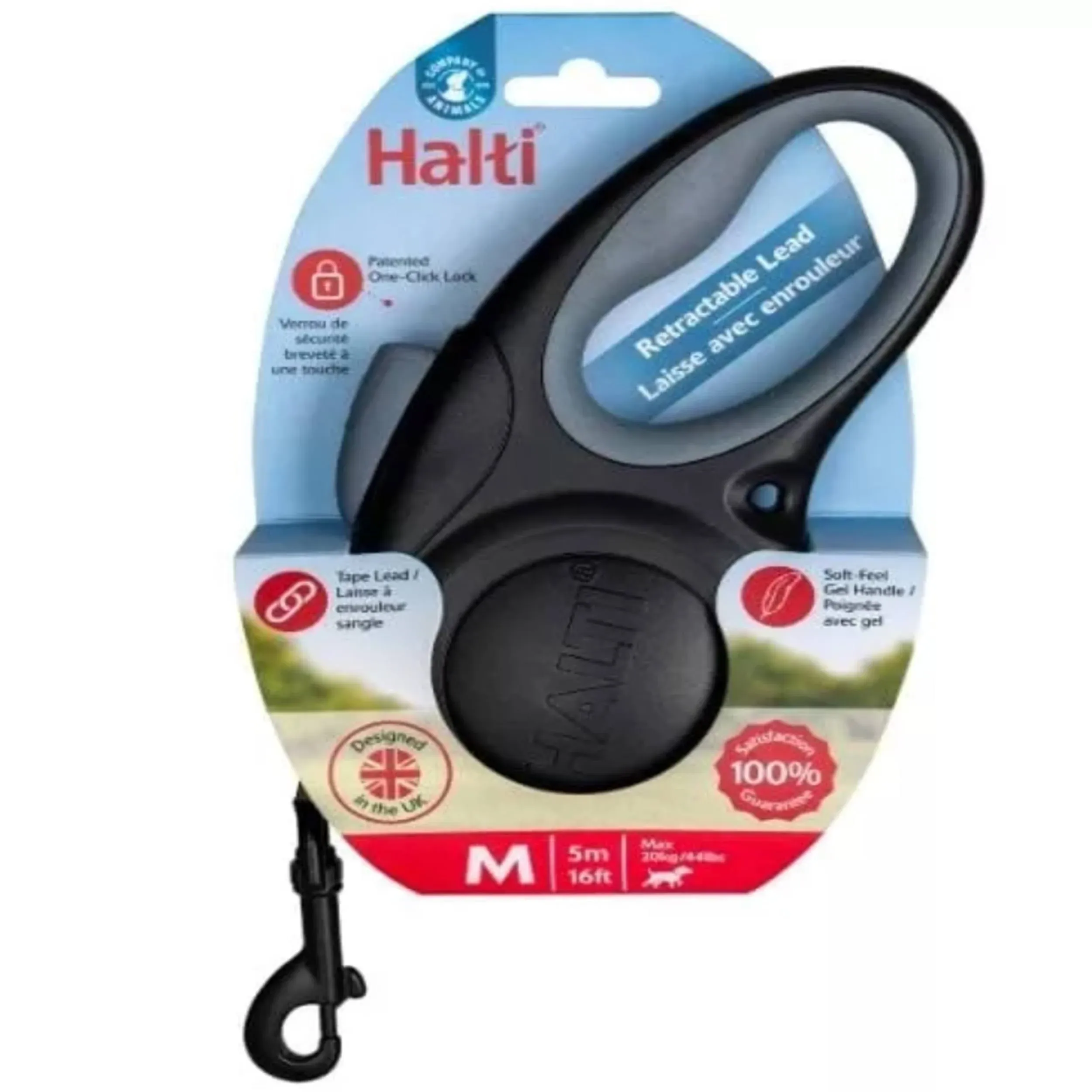 Halti Black & Gray Retractable Lead Medium