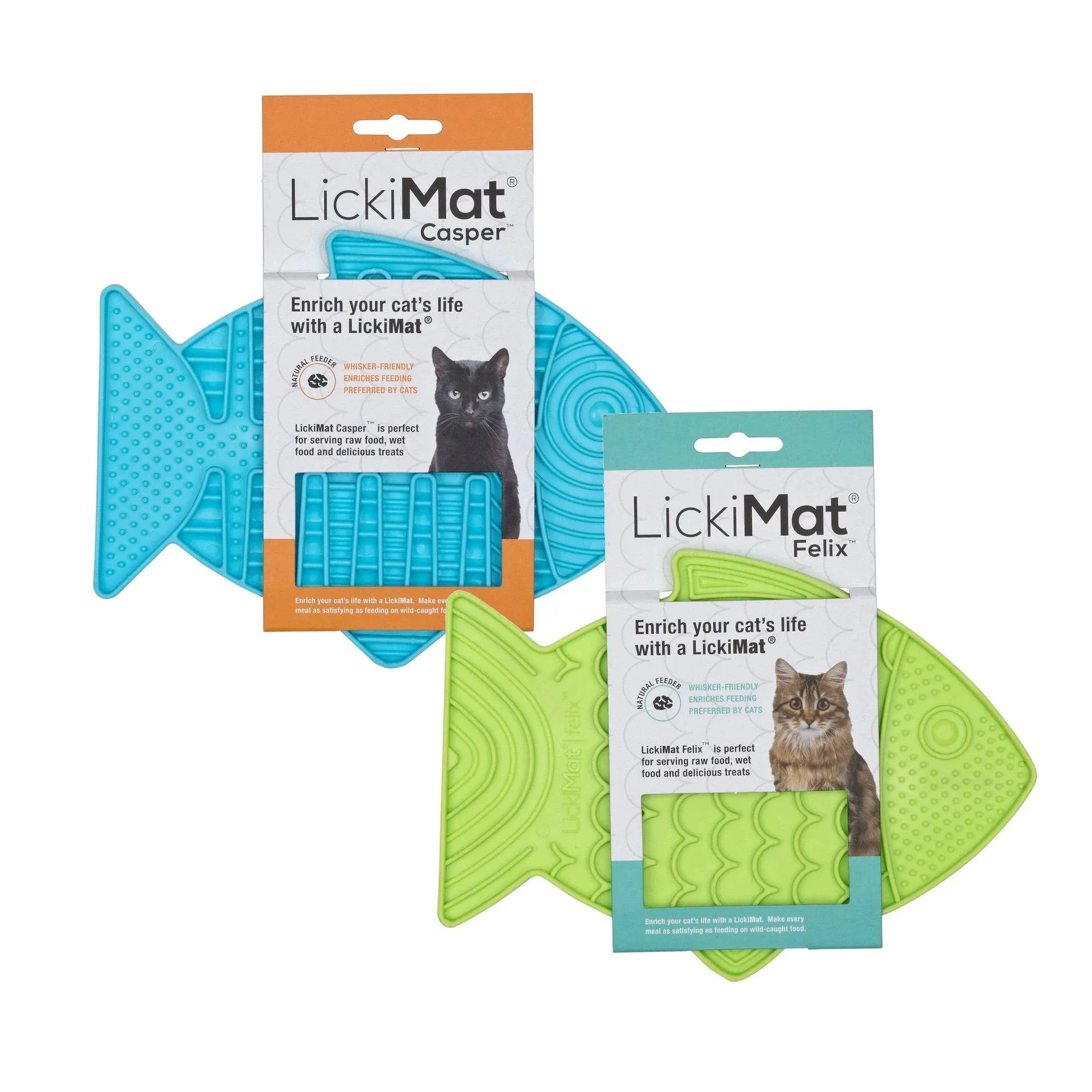 LickiMat Casper & Felix Fish-Shaped Cat Slow Feeders