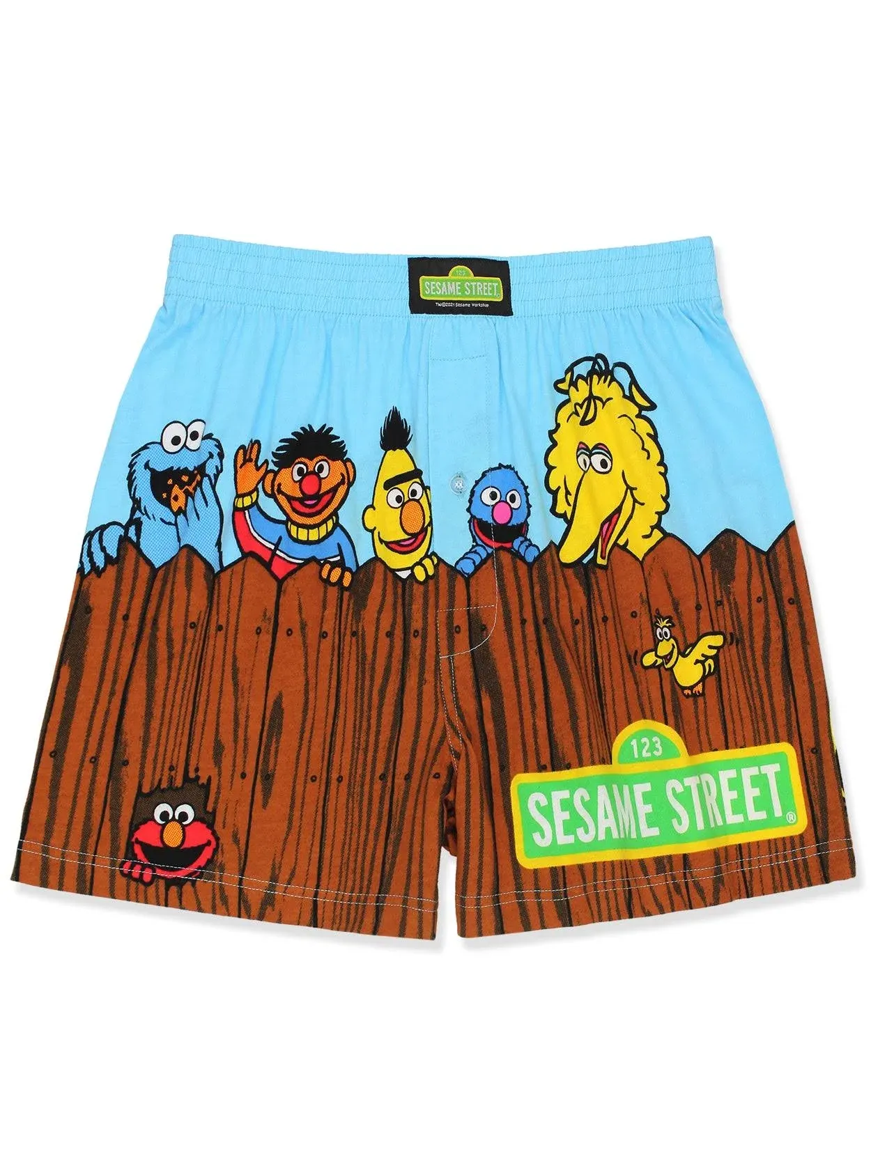 Sesame Street Men's Button Fly Boxer Lounge Shorts