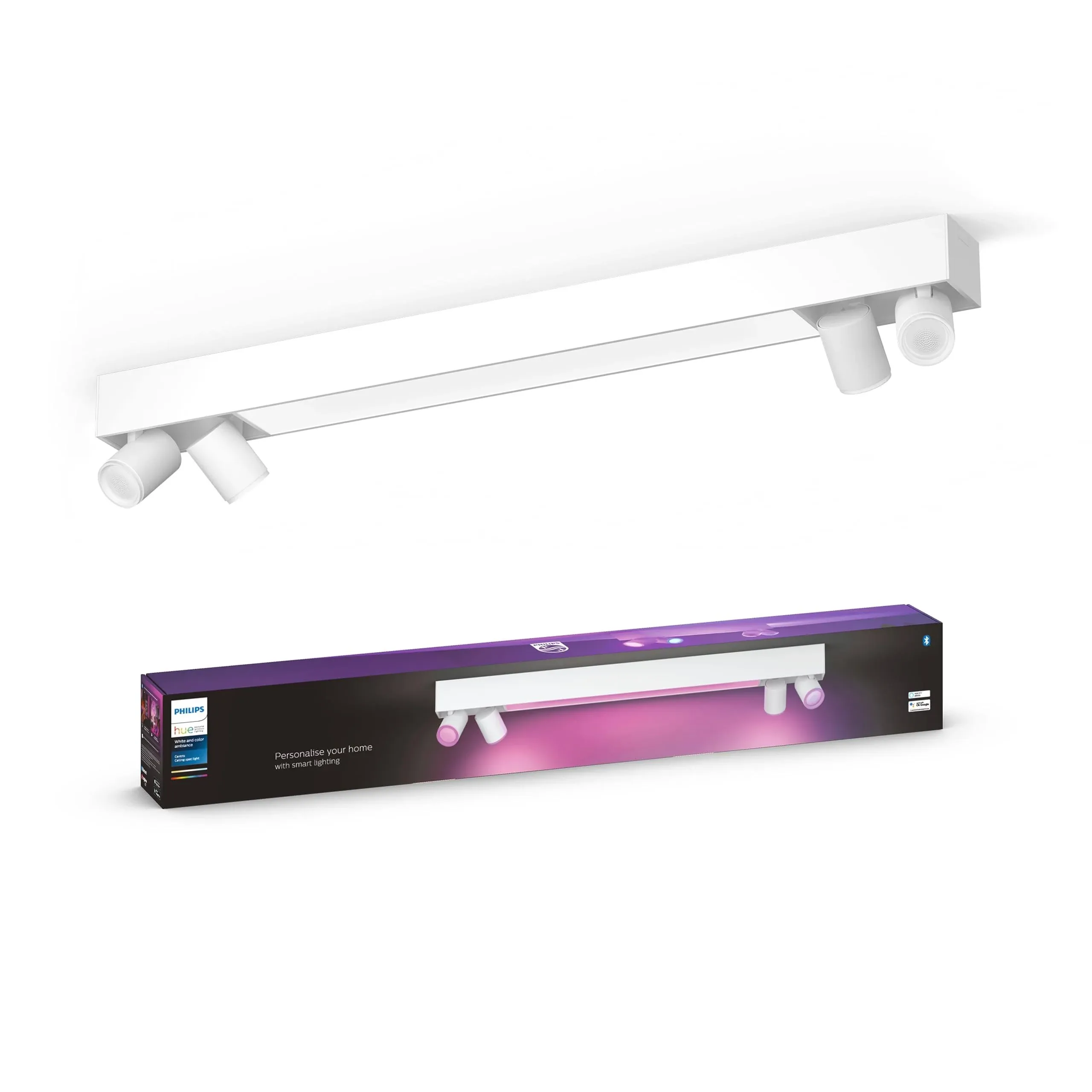 Centris Smart LED Ceiling Spotlight Fixture, White - White and Color Ambiance...