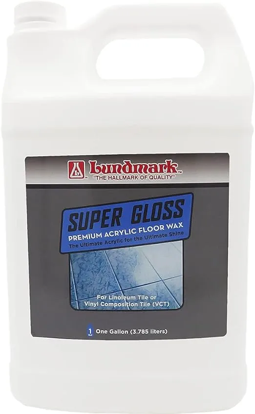 Lundmark Super Gloss Acrylic, Extra Heavy-Duty Hard Finish Floor Wax, 1-Gallon, 3202G01-2