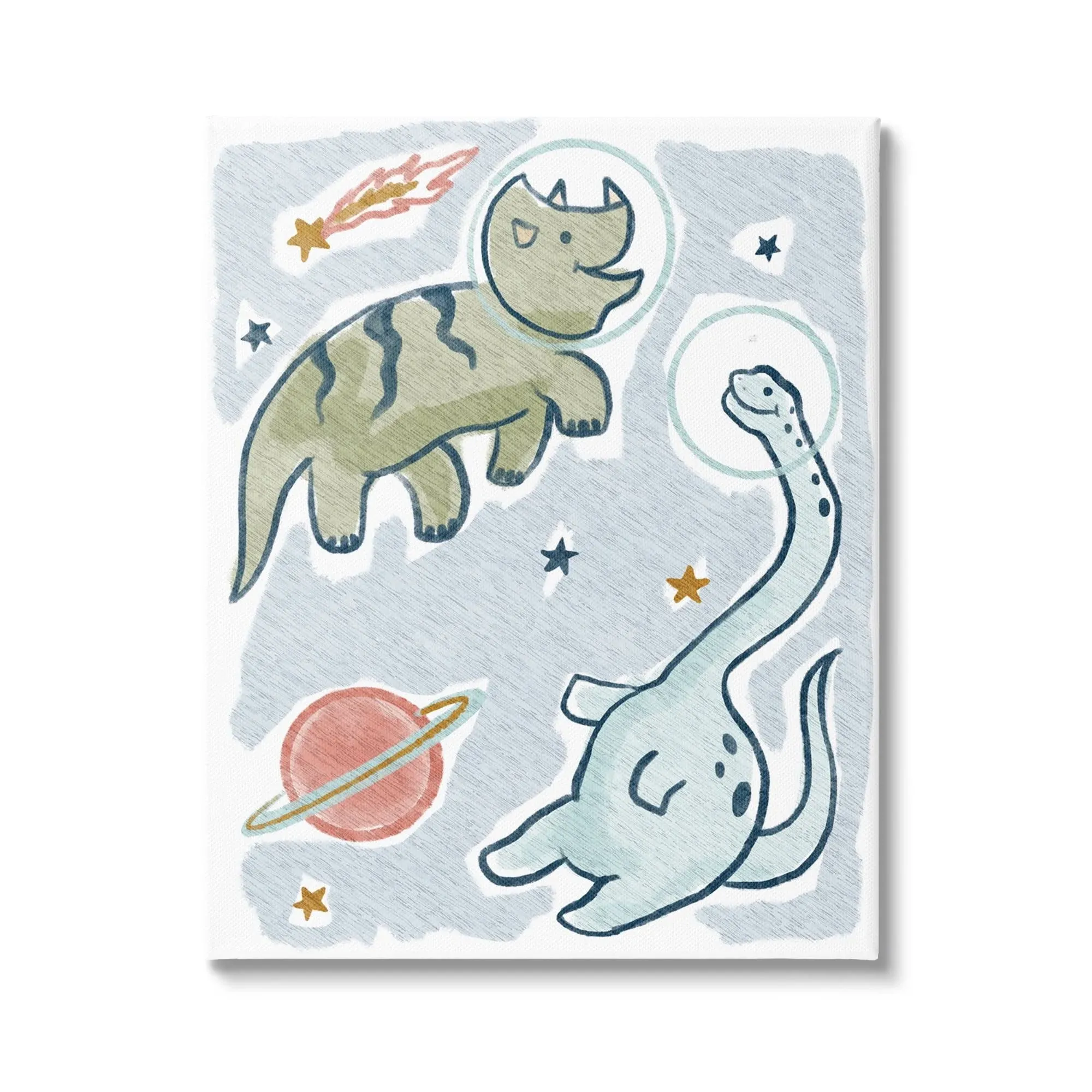 Stupell Industries Playful Dinosaurs Outer Space Planets Stars , 24 x 30, Design ...