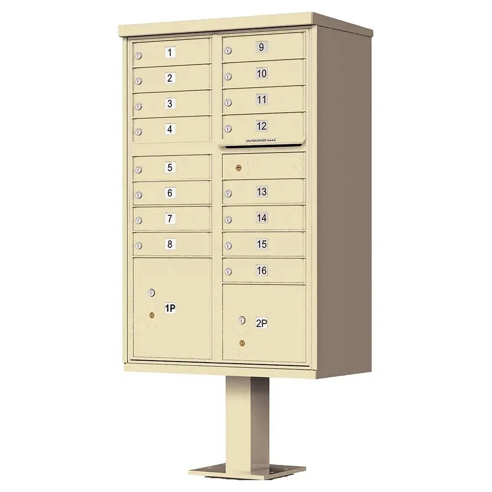 Vital 16 Door CBU Cluster Mailbox - Sandstone