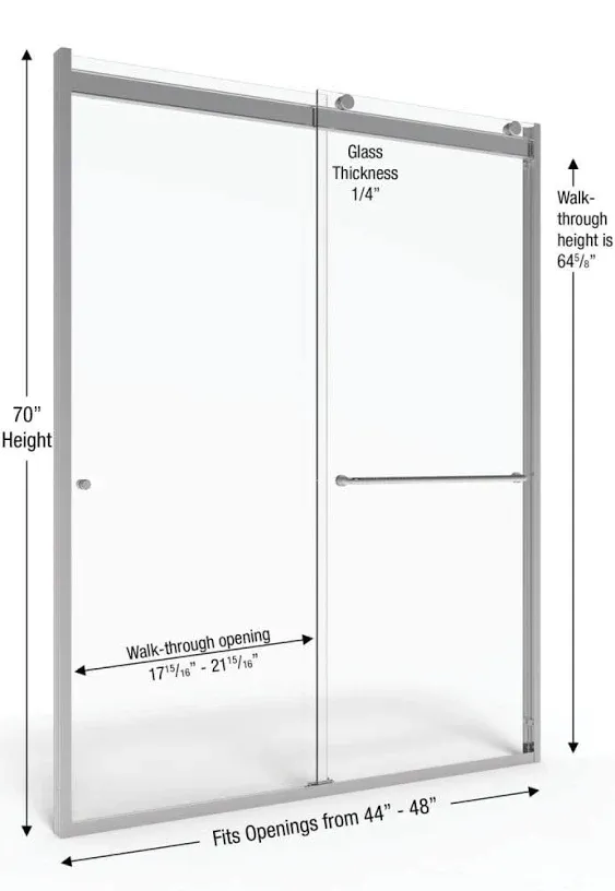 Basco Rotolo Chrome 44-in to 48-in W x 70-in H Semi-frameless Bypass Sliding Shower Door