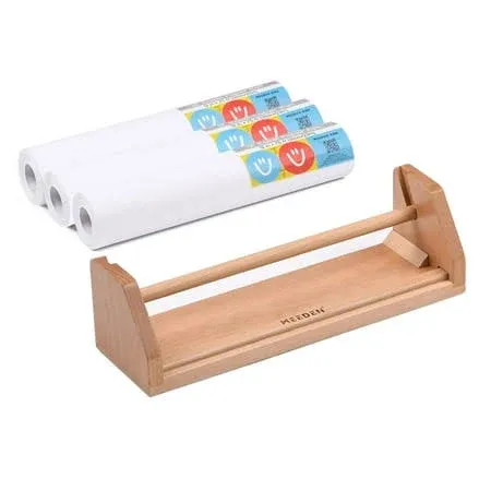 MEEDEN Kids Tabletop Paper Roll Dispenser, Solid Beech Wood with 3 Paper Roll...