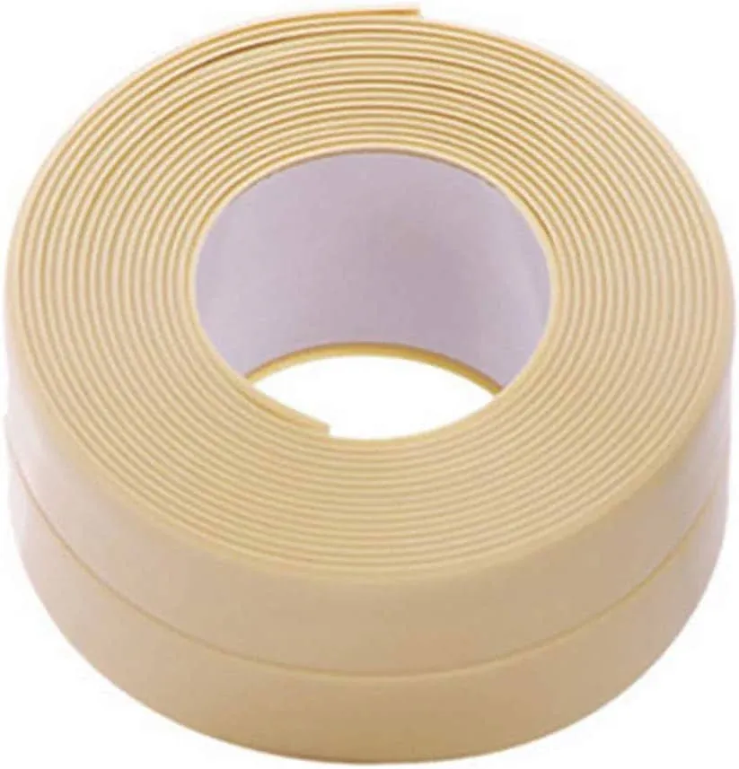 Caulk Strip Tape, Waterproof Dustproof PVC Self Adhesive Caulking Sealing Tape for Kitchen Sink Toilet Bathroom Shower Bathtub Wall(0.86" x11',Beige)