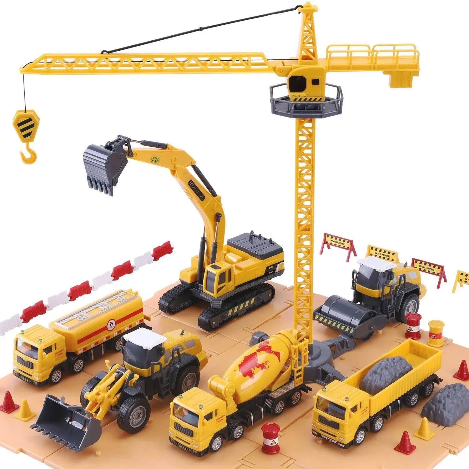 iPlay, iLearn Construction Site Vehicles Toy Set, Kids Engineering Playset ...