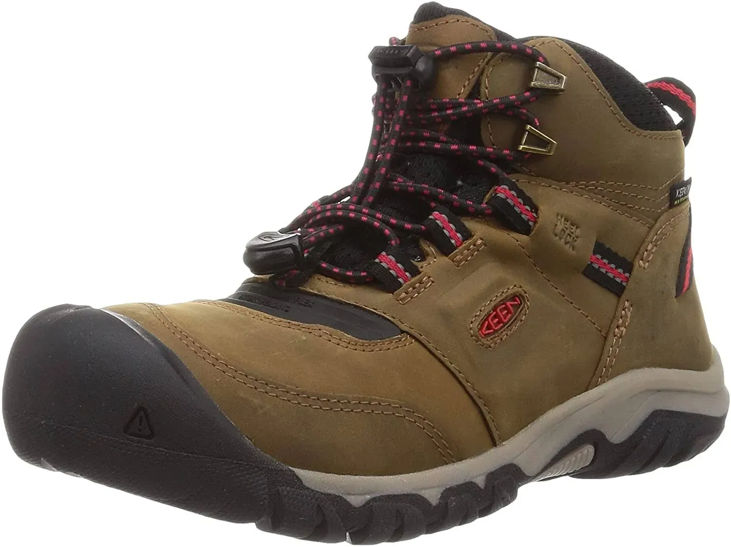 Keen Kids Little Ridge Flex Mid Waterproof Bison/Red Carpet 9