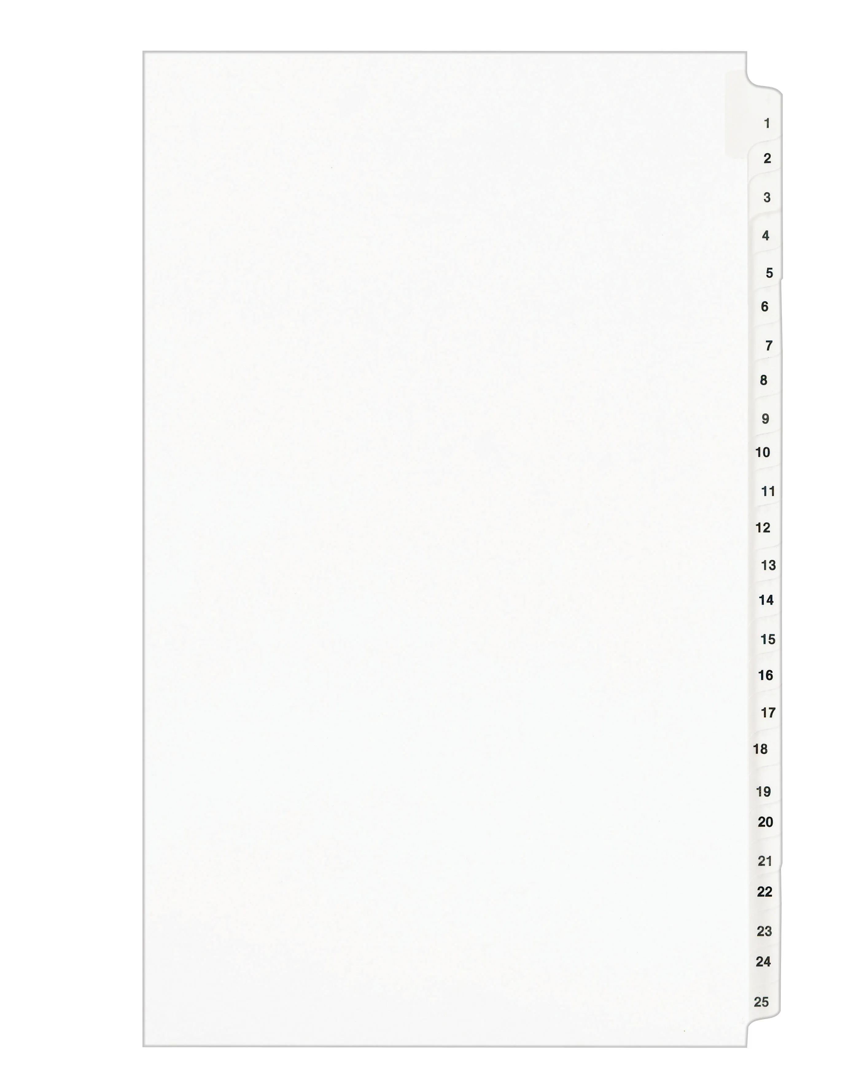 Preprinted Legal Exhibit Side Tab Index Dividers, Avery Style, 25-tab, 1 To 25, 14 X 8.5, White, 1 Set, (1430)