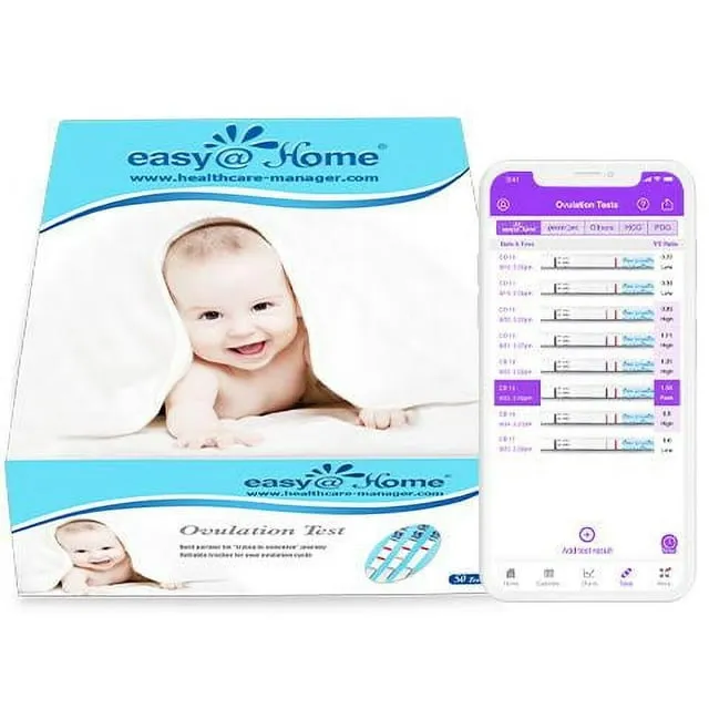 Easy@Home Ovulation Test Predictor Kit : Accurate Fertility Test for Women (Width of 5mm), Fertility Monitor Test Strips, 50 LH Strips with 50 Urine Cups