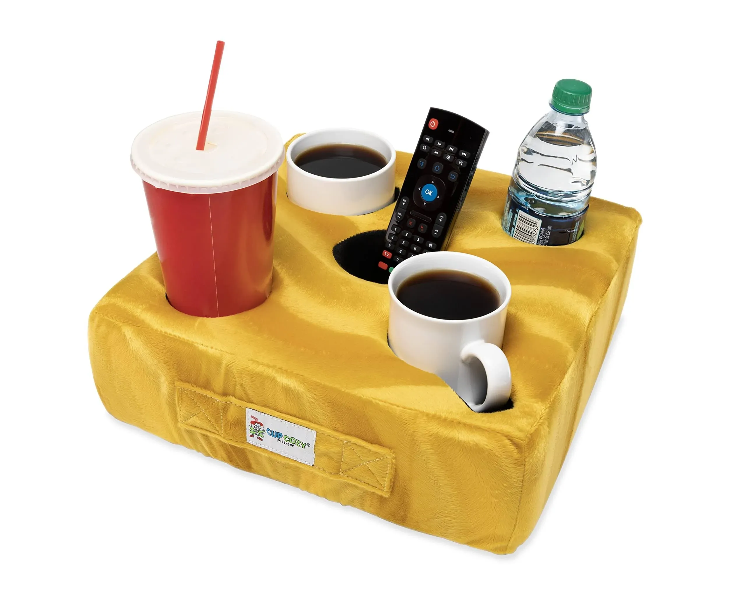 Cup Cozy Deluxe Pillow (Yellow) As Seen On TV -The World's Best Cup Holder! Keep Your Drinks Close and Prevent spills. Use It anywhere-Couch, Floor, B