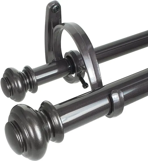 Decopolitan Urn Telescoping Double Drapery Rod Set, 72-144", Bronze