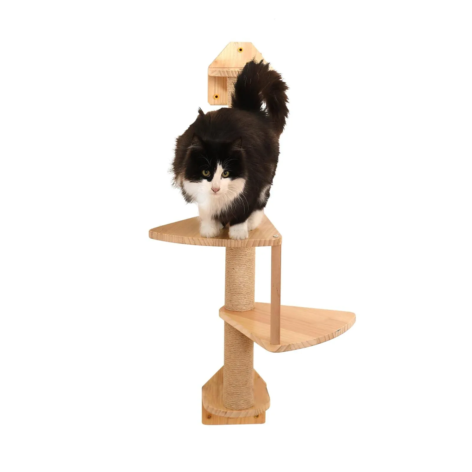 Seleeka Wall Mounted Cat Step Ladder Wooden Scratching Posts for Indoor... 