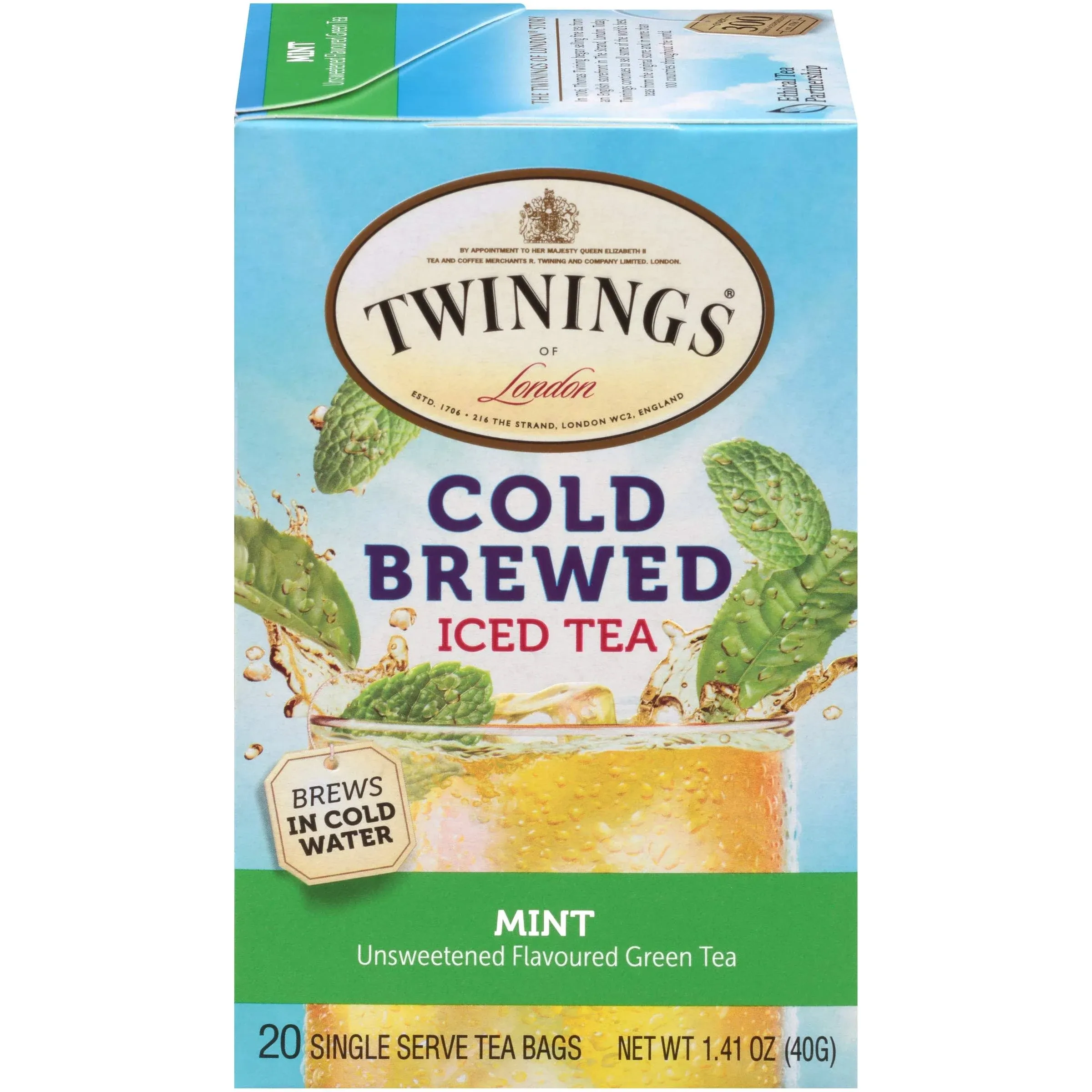 Twinings Mint Green Cold Brewed Iced Tea Bags, 20 Count (Pack of 6)