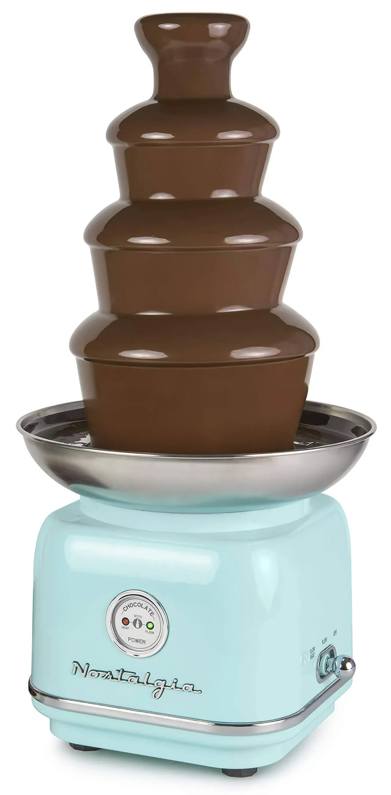 2 Pound Retro 4 Tier Cascading Chocolate Fondue Fountain, Aqua