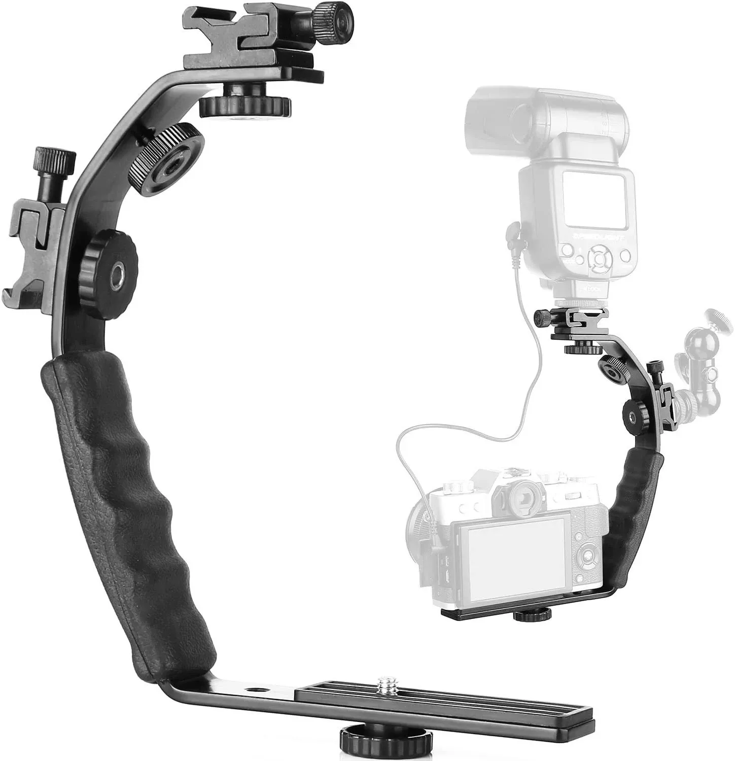 ChromLives Camera L Bracket Mount Video Grip L-Bracket With Dual Flash Cold Shoe ...