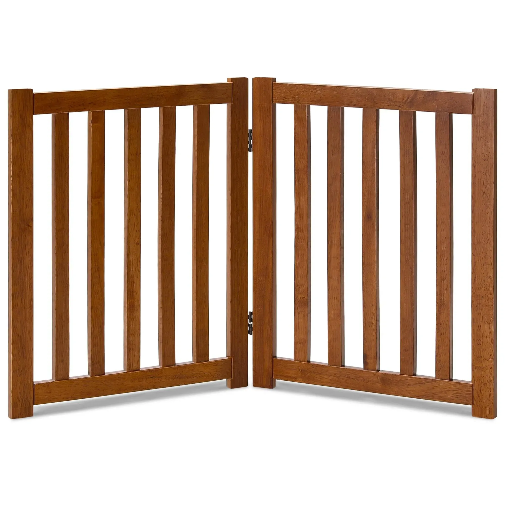 LZRS Solid Hard Wood Freestanding Pet Gate,Wooden Dog Gates for Doorways,Nature Wood Dog Gates for The House,Dog Gate for Stairs,Freestanding Indoor Gate Safety Fence，3 Panel 32"-Oak