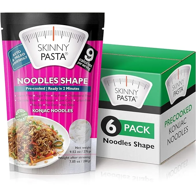 Skinny Pasta 9.52 oz - Shirataki Noodles The Only Odor Free 100% Konjac Noodle - Keto & Paleo Friendly - Carb Free - Low Calorie Food Noodles - 6 Pa