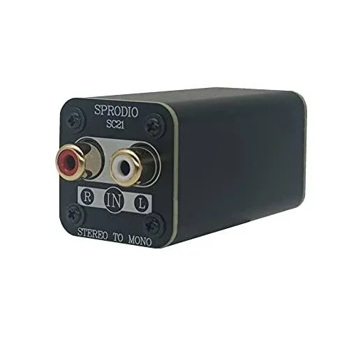 SPRODIO Single Stereo to Mono Converter, RCA L/R Audio Adapter Stereo to Mono ...