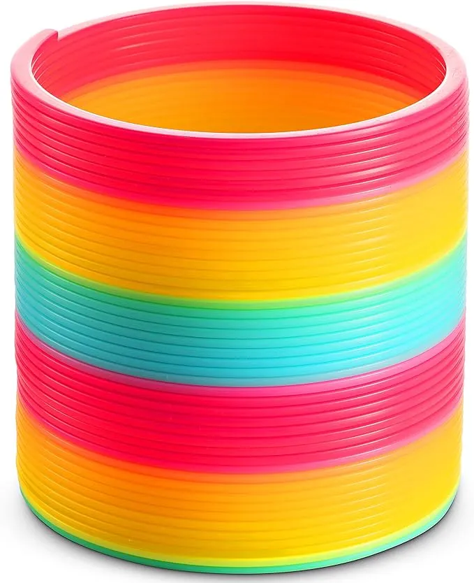 Jumbo Rainbow Coil Spring Toy - 6" Giant Coil Spring Toys for Kids, A Giant Spring Toys for Boys and Girls, Colorful Neon Plastic Prizes, Gifts, Birthday Party Favor Giant Coil Spring Jumbo