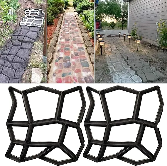 VanSmaGo 2 Packs 16.9 x 16.9 x 1.6 inch Walk Maker, Path Mate Stone Moldings Paving Pavement Concrete Molds Stepping Stone Paver Walk Way Cement Mold