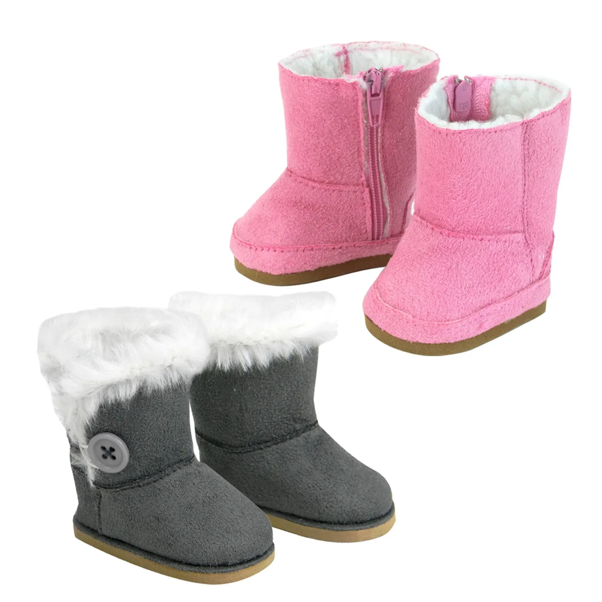 Sophia's 18" Doll Pink and Gray Ewe Boots