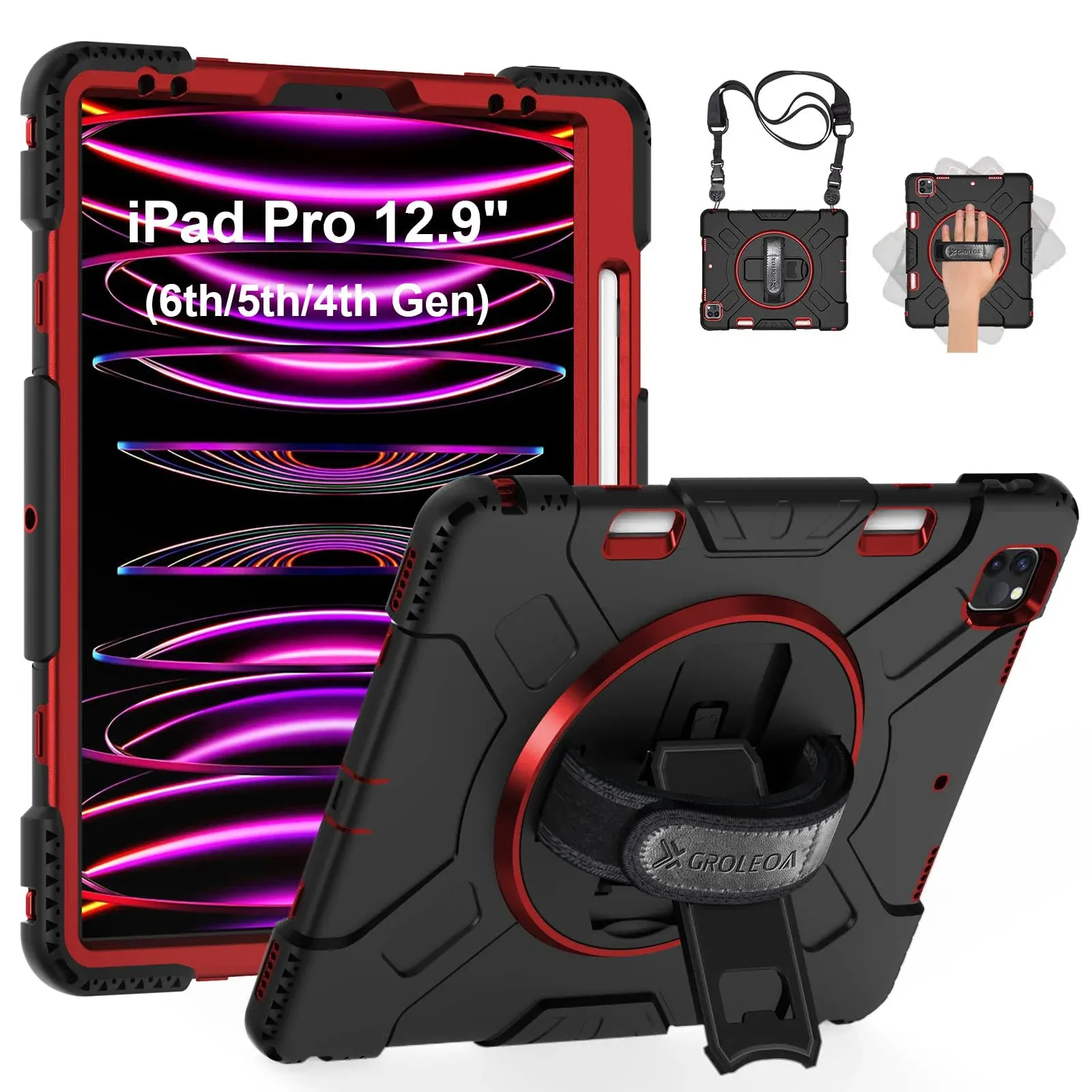 For iPad Pro 12.9 Inch Case 2022 2021 6th 5th Generation Military Grade Full