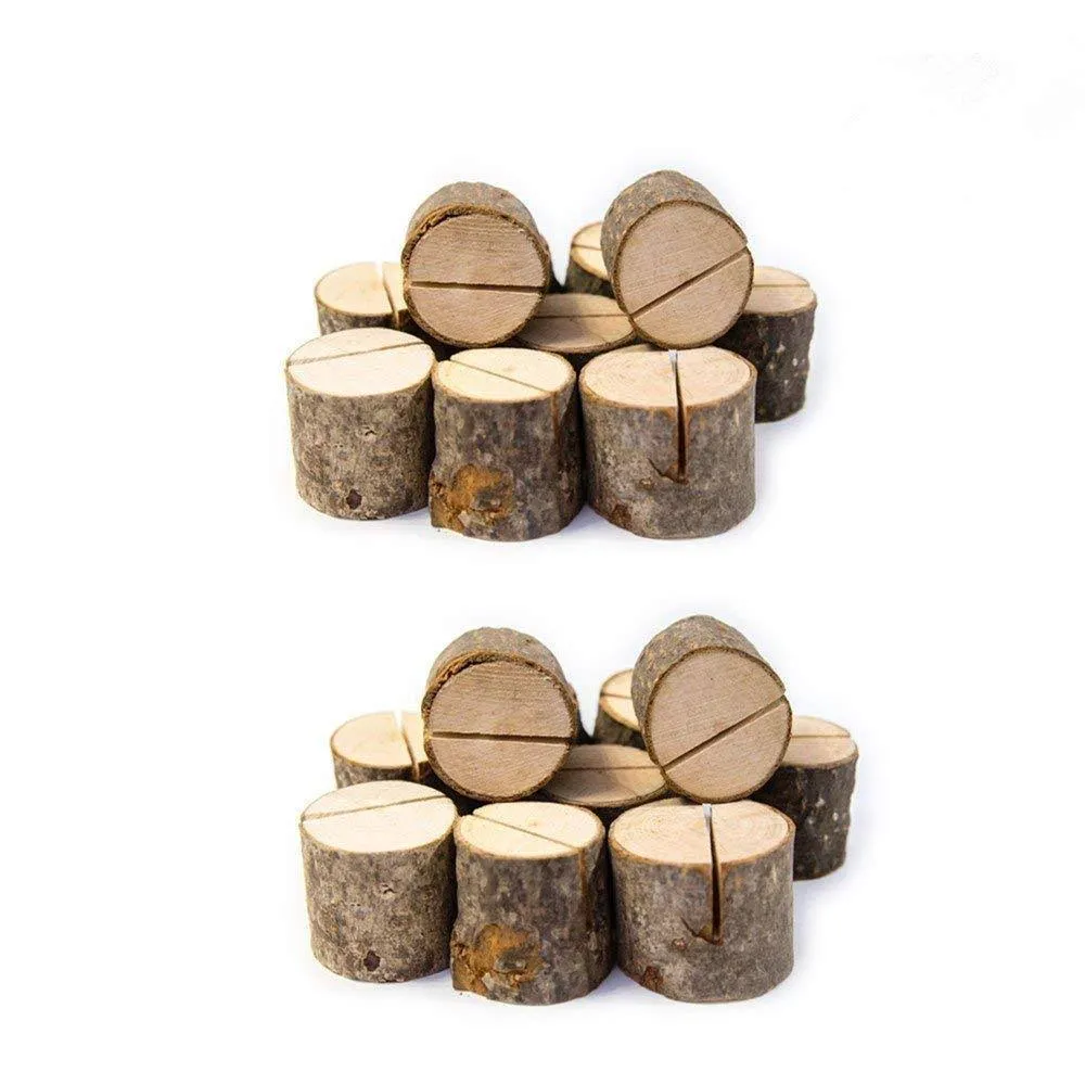 Rustic Wood Table Numbers Holder Place Card Party Wedding Name Memo Note 20pcs