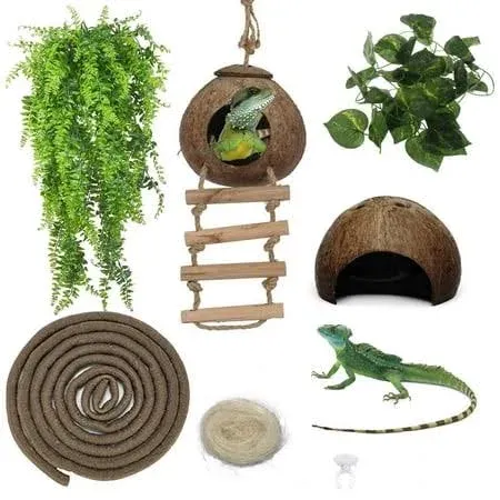 Leopard Gecko Tank Accessories Reptile Habitat Decor Reptiles Hanging Plants Art