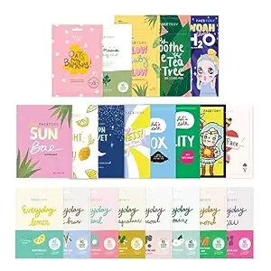 FACETORY Face Sheet Mask Bundle with 21 Facial Korean Skin Care Sheet Masks | Hydrating, Radiance Boost, Calming, Moisturizing, Balancing