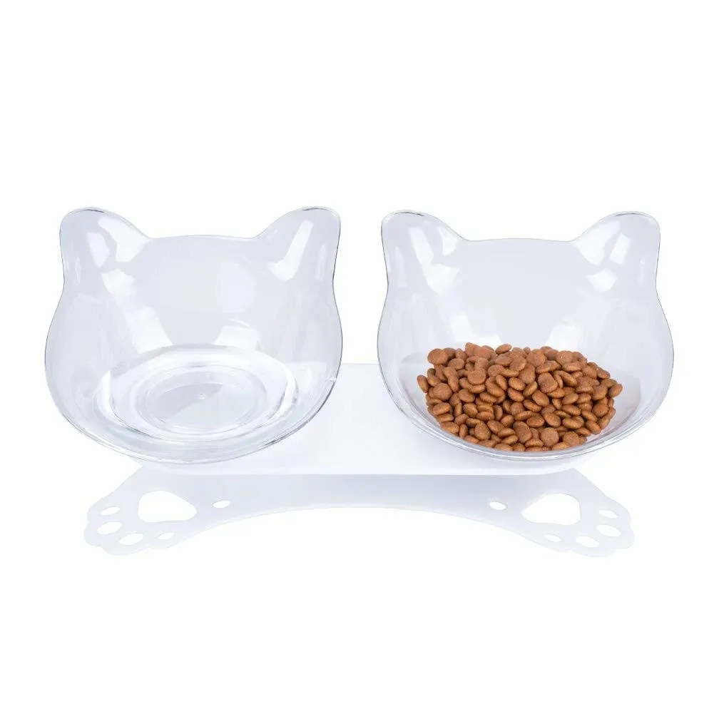 Pantula Anti Vomiting Cat Bowls, Elevated Plastic Cat Food Bowl, Tilted 15A ...