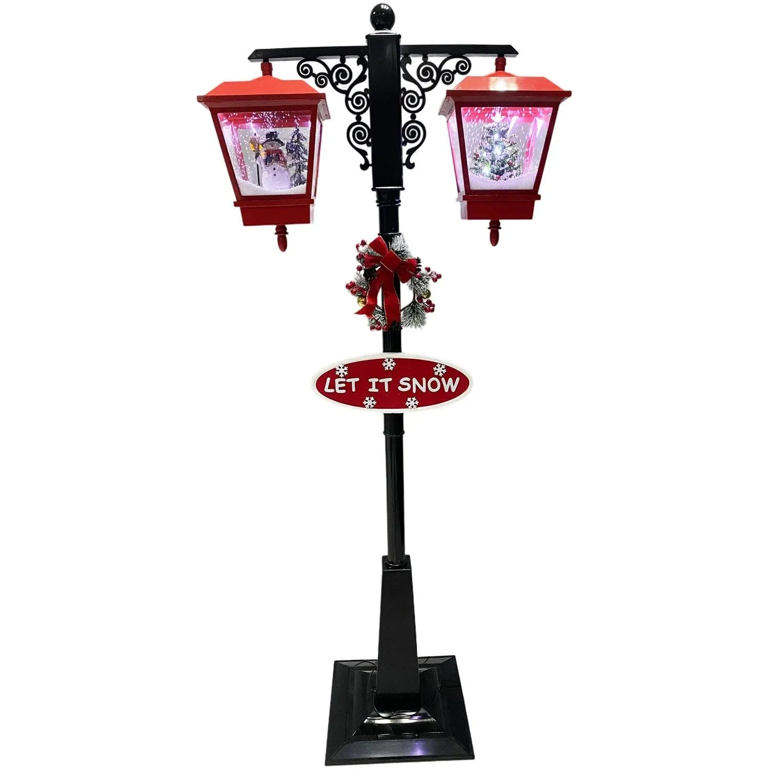 Fraser Hill Farm Let It Snow Series 74-in. Dual-Lantern Street Lamp w/ Snowman ...