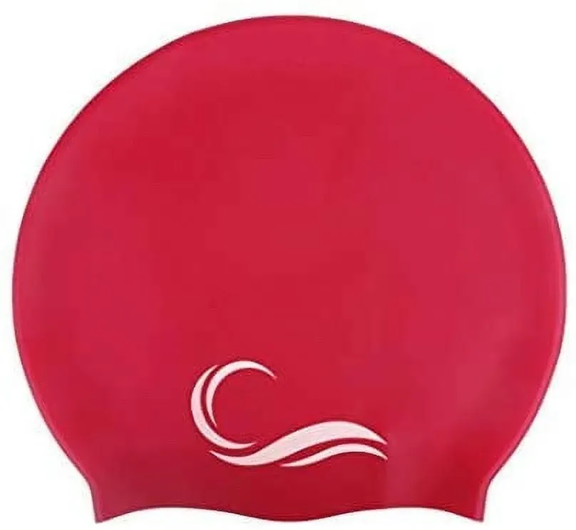 Silicone Swim Cap (Check Size Before Buying) - Waterproof Black, Red & Blue Swim Cap