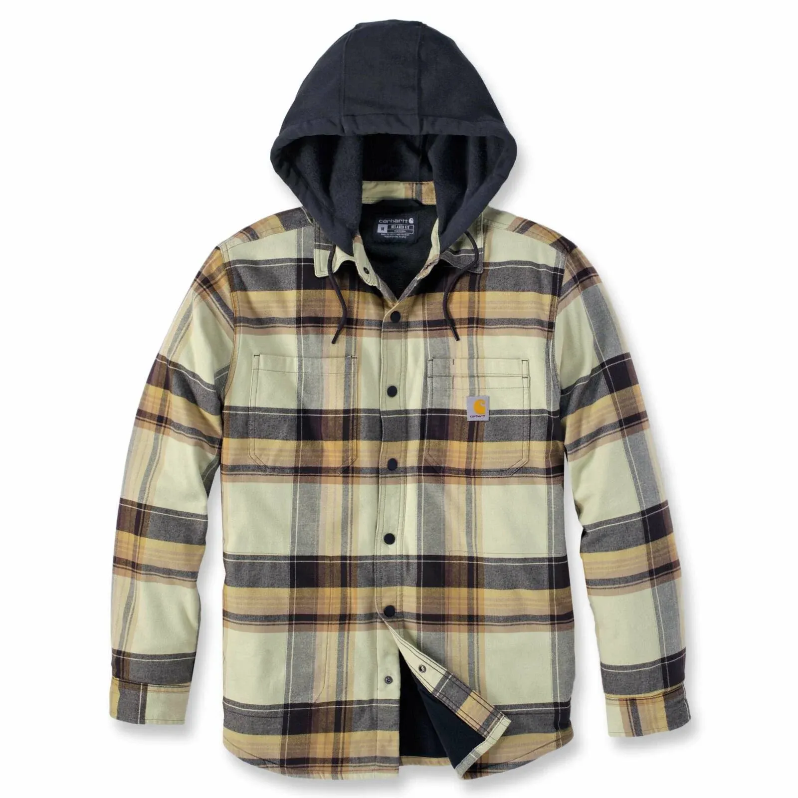 Carhartt Men's Rugged Flex Relaxed Fit Flannel Fleece Lined Hooded Shirt Jac