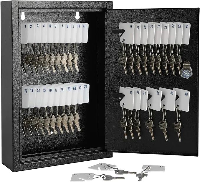 KYODOLED Locking Key Cabinet, 40 Key Storage Lock Box with Code, Key Management 