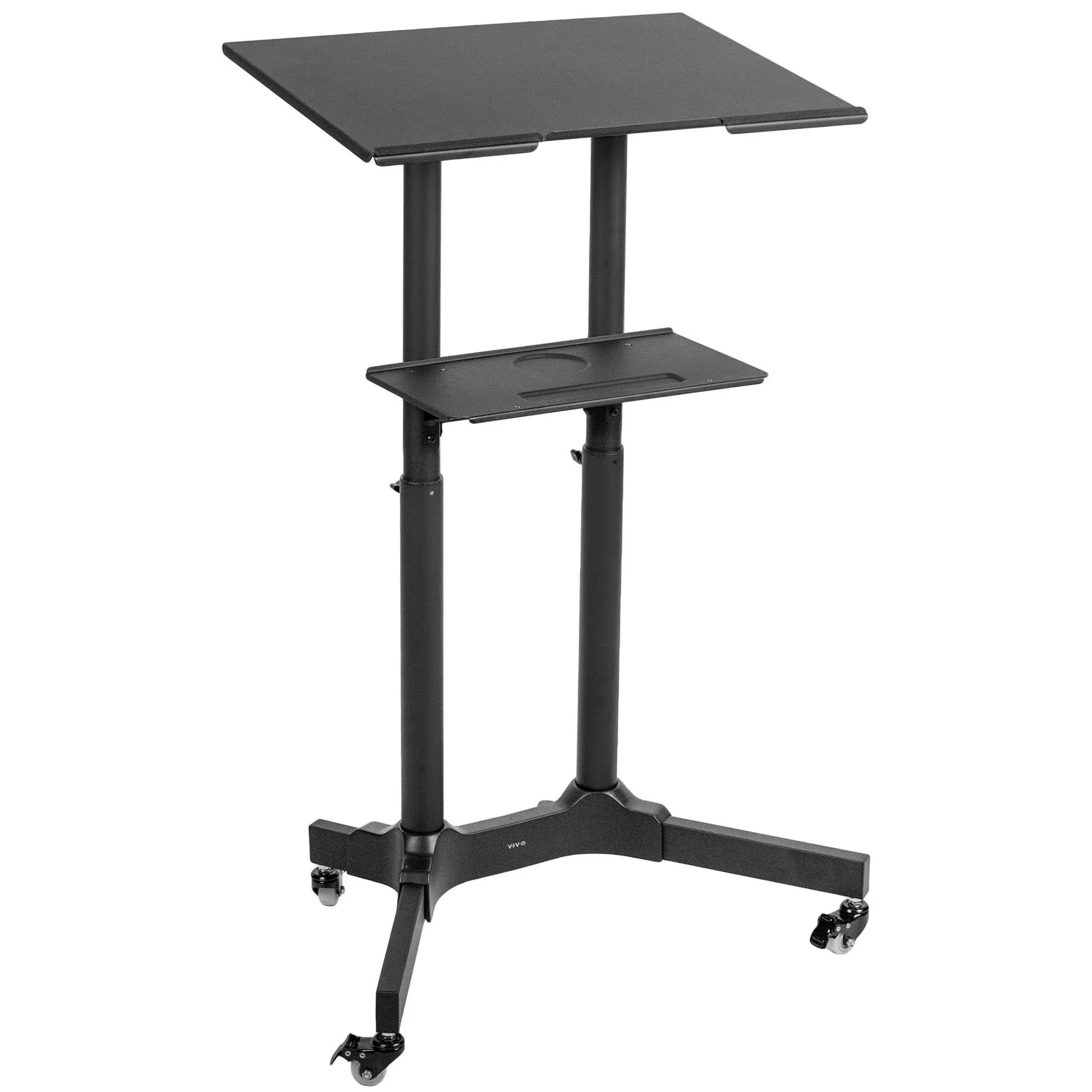 vivo Black Steel Mobile 24" Height Adjustable Multi-Purpose Rolling Podium ...