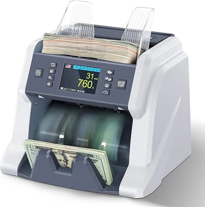 RIBAO BC-40 Mixed Denomination Money Counter Machine, Value Counting, Bill Counter Multi Currency, CIS/UV/MG/IR Counterfeit Detection for Business