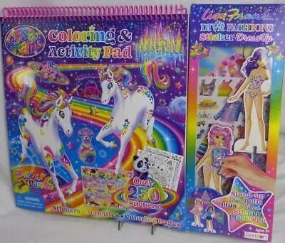 Lisa Frank Coloring Activity Pad &amp; Diva Fashions Stickers Dress Up Activity New