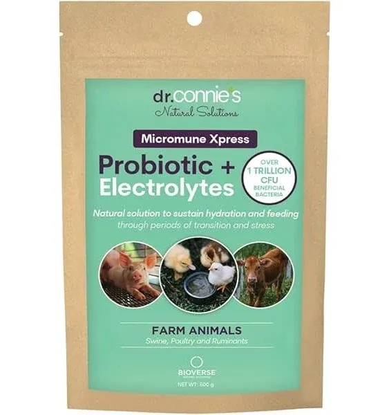 Dr. Connie's Probiotic + Electrolyte for Farm Animals | Supplement to Support A Healthy Gut | Veterinarian Formulated