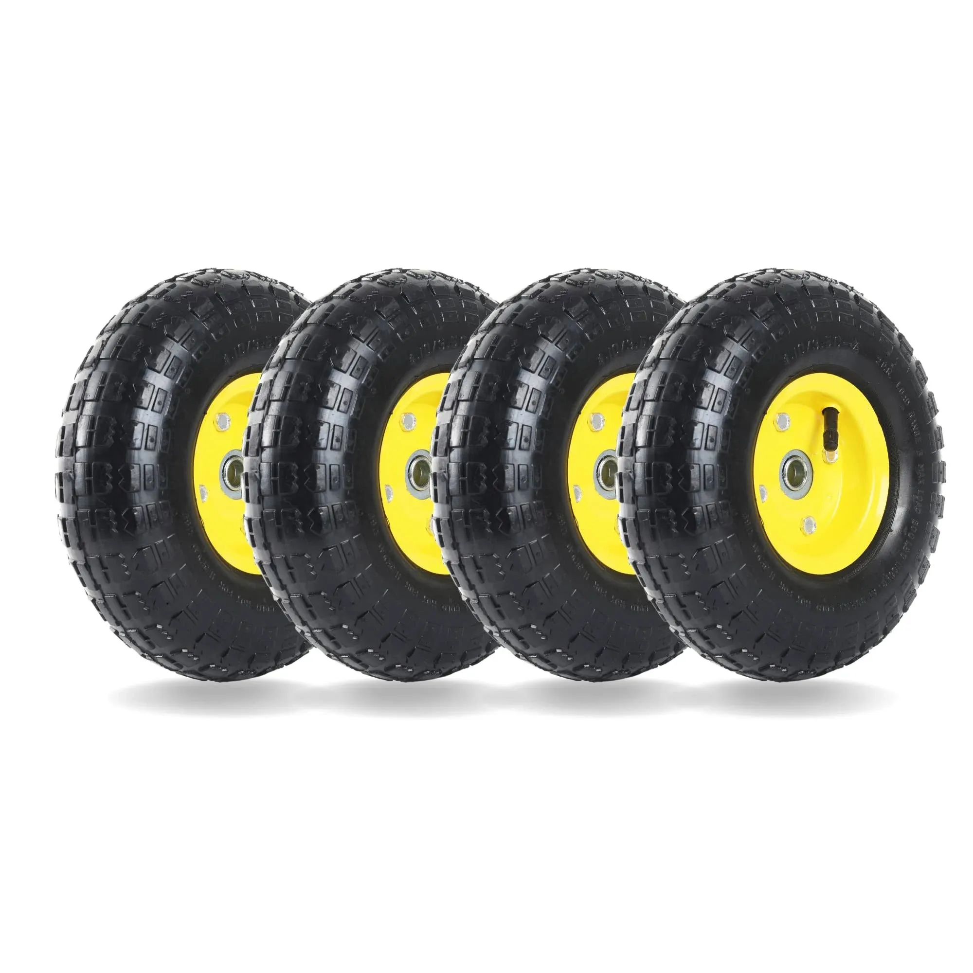 (4 Pack) 10″ Heavy-Duty Tire Wheel - 4.10/3.50-4″ for Hand Trucks Gorilla Cart