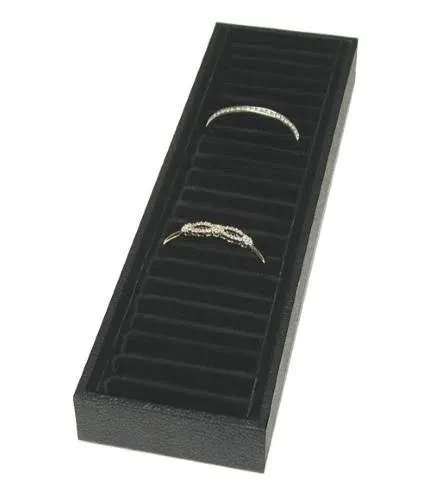 SSWBasics Bracelet Tray Holder - 21 Section Bangle Tray with Black Velvet Inserts