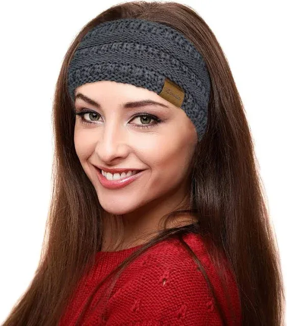 Loritta 4 Pack Womens Winter Headbands Fuzzy Fleece Lined Ear Warmer Cable Knit Thick Warm Crochet Headband Gifts