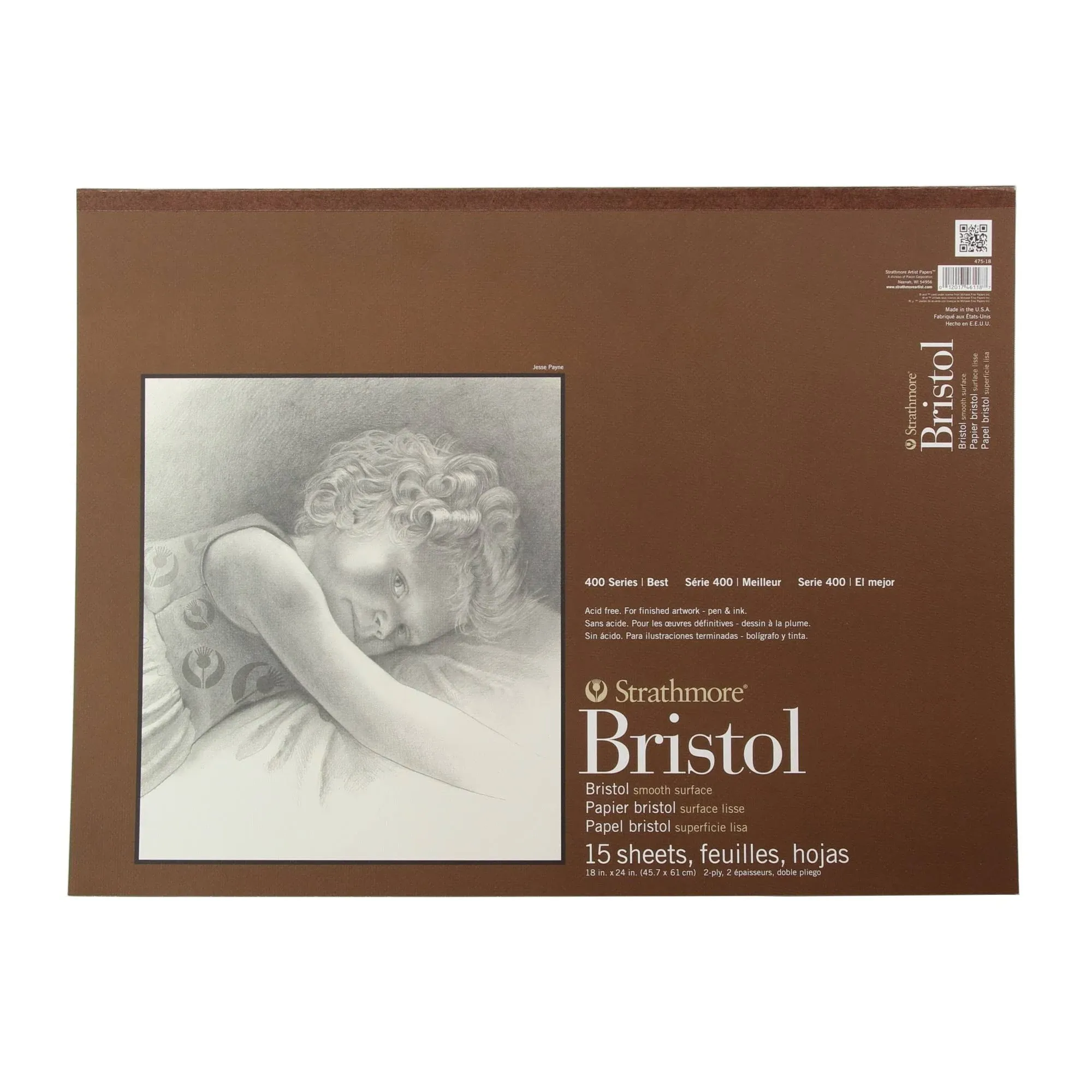 400 Series Bristol Pads 18 in. x 24 in., smooth, 15 sheets