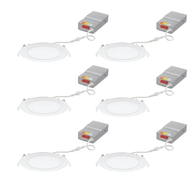 Juno Matte White 6-in 970-Lumen Switchable Round Dimmable LED Canless Recessed Downlight (6-Pack)