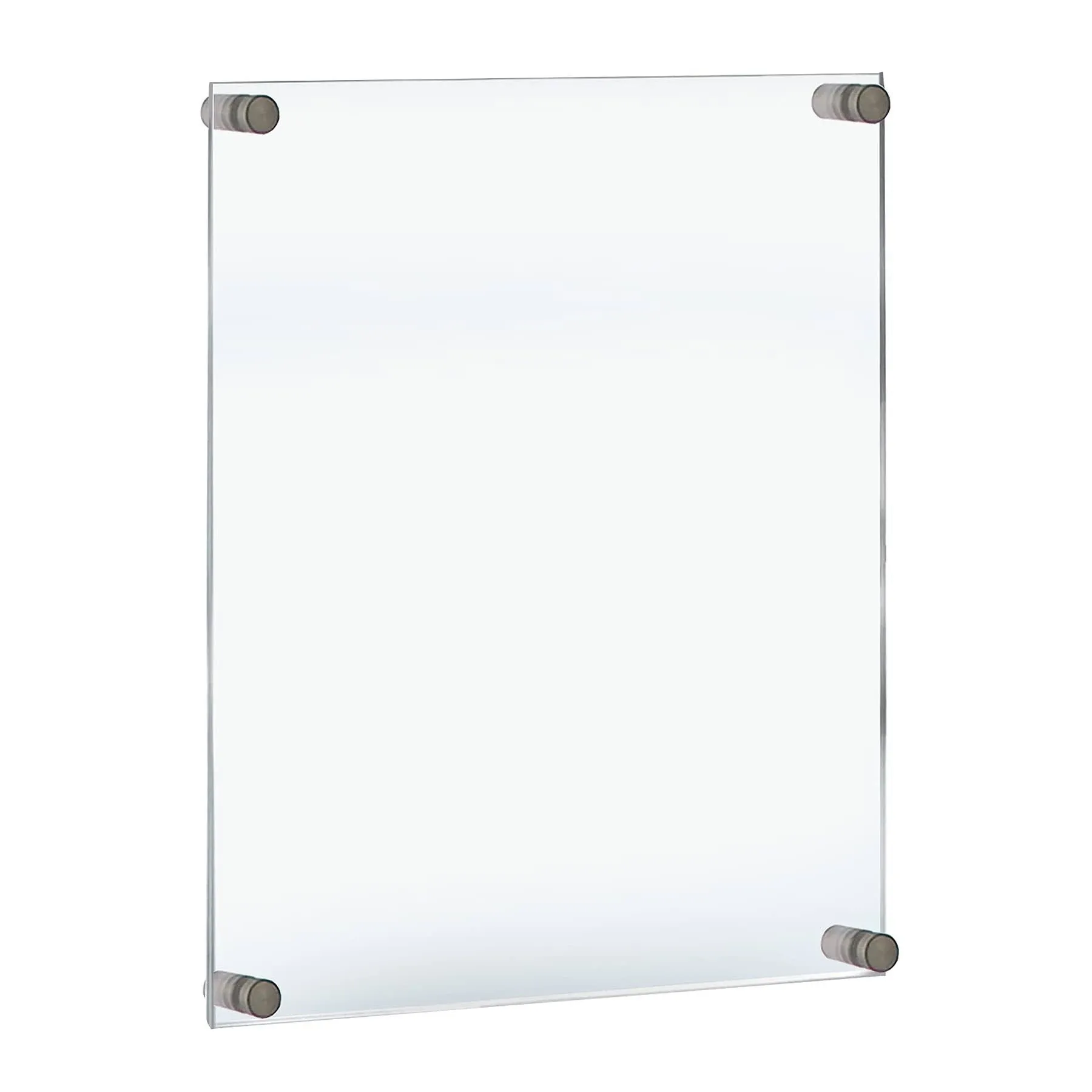 Floating Acrylic Wall Frame with Silver Stand Off Caps: 22" x 28" Graphic Size, Overall Frame Size: 26" x 32"