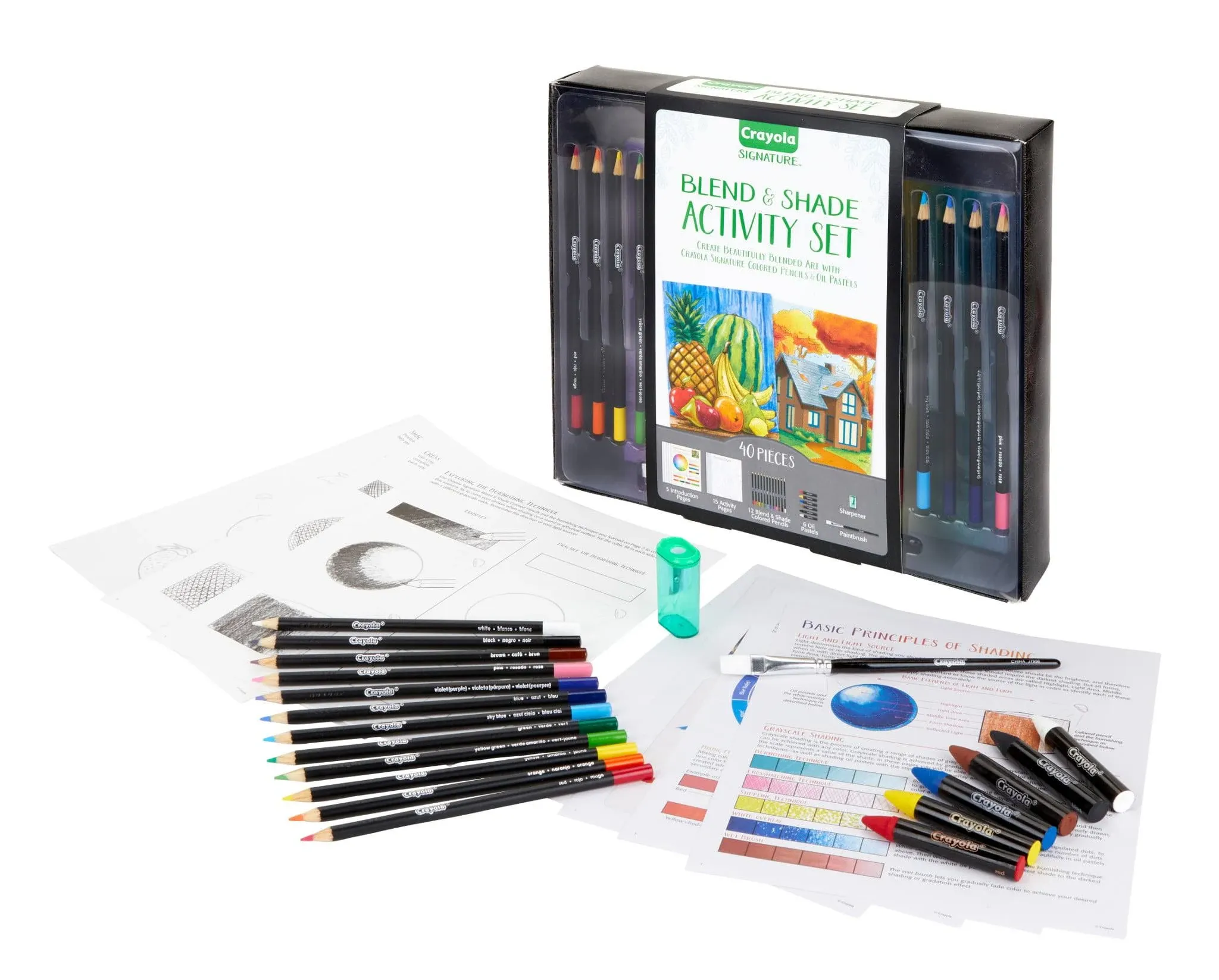 Crayola Signature Blend &amp; Shade Activity Set 40 pieces pencils oil pastels brush